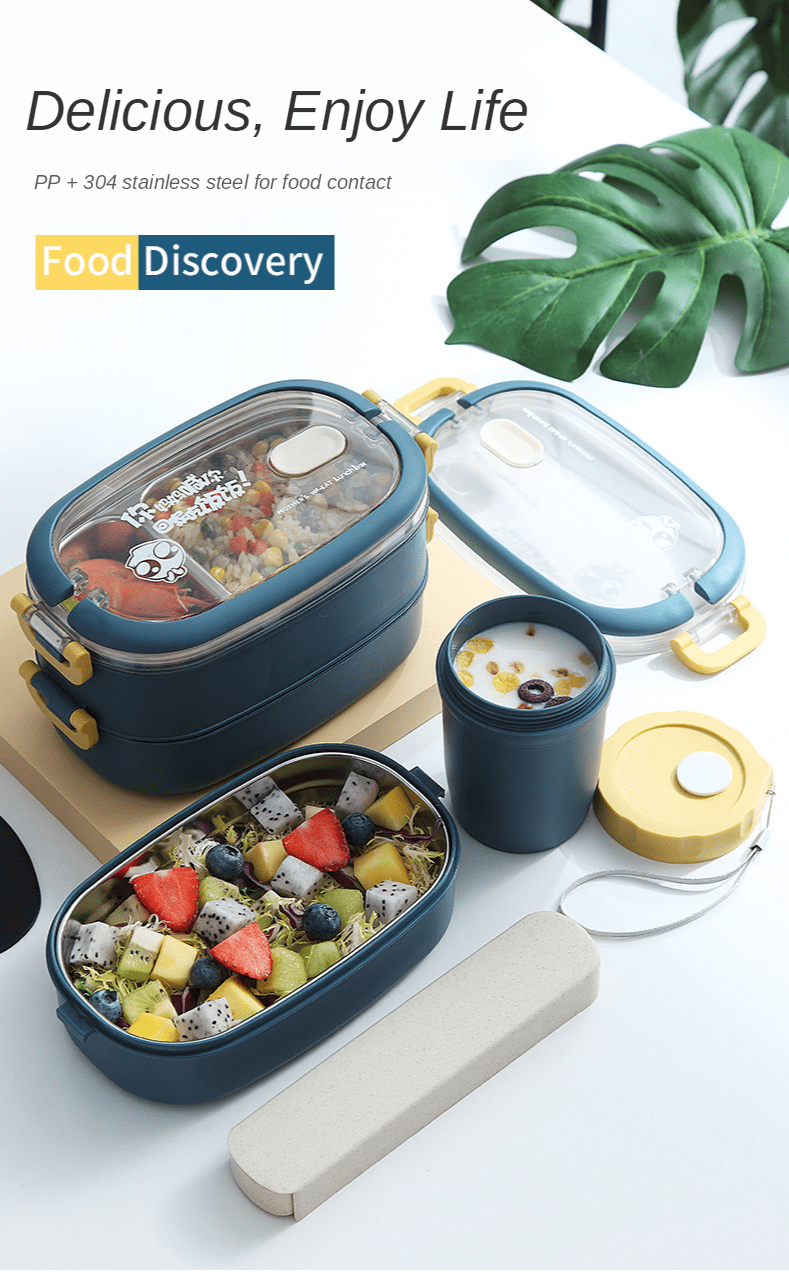 Multi-Layer Bento Box Japanese Style Portable Outdoor 304 Stainless Steel Thermal Lunch Box for Kids with Compartment Food Boxs