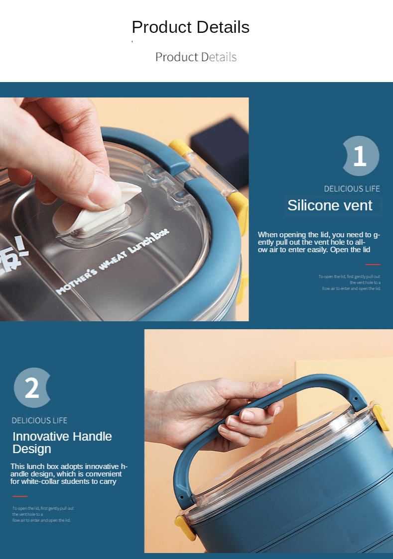 Multi-Layer Bento Box Japanese Style Portable Outdoor 304 Stainless Steel Thermal Lunch Box for Kids with Compartment Food Boxs