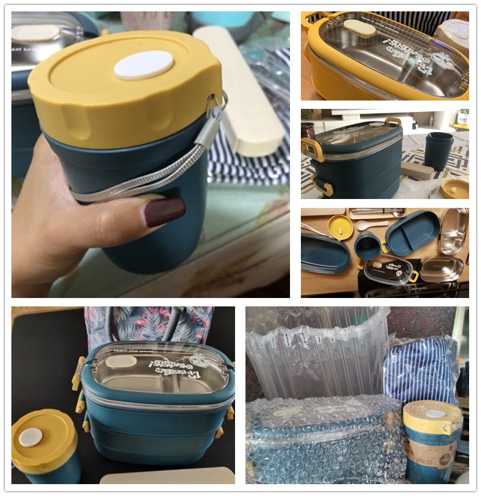 Multi-Layer Bento Box Japanese Style Portable Outdoor 304 Stainless Steel Thermal Lunch Box for Kids with Compartment Food Boxs