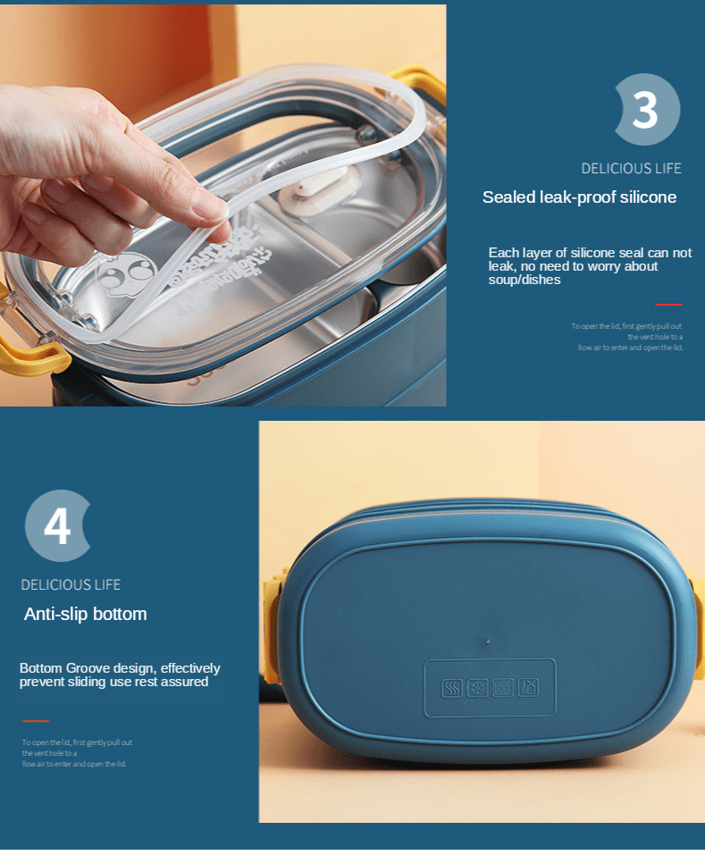 Multi-Layer Bento Box Japanese Style Portable Outdoor 304 Stainless Steel Thermal Lunch Box for Kids with Compartment Food Boxs