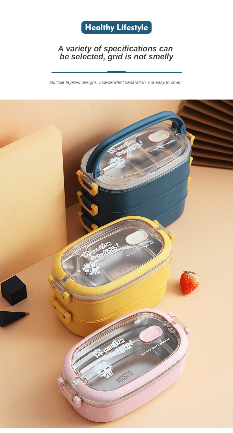 Multi-Layer Bento Box Japanese Style Portable Outdoor 304 Stainless Steel Thermal Lunch Box for Kids with Compartment Food Boxs
