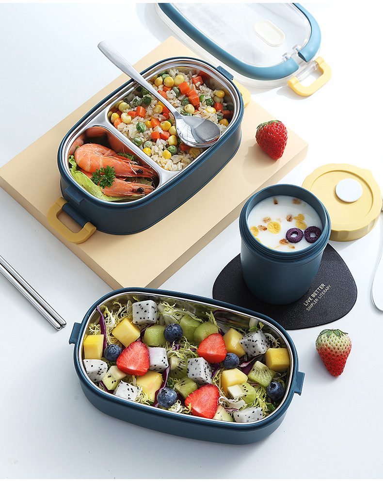 Multi-Layer Bento Box Japanese Style Portable Outdoor 304 Stainless Steel Thermal Lunch Box for Kids with Compartment Food Boxs