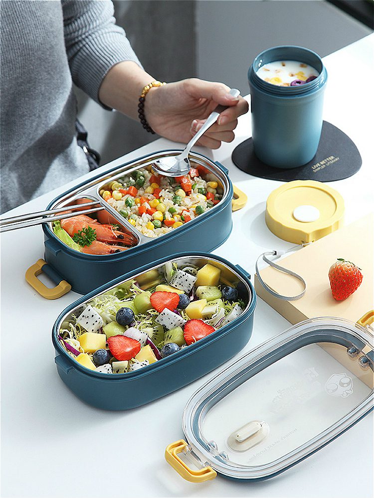 Multi-Layer Bento Box Japanese Style Portable Outdoor 304 Stainless Steel Thermal Lunch Box for Kids with Compartment Food Boxs