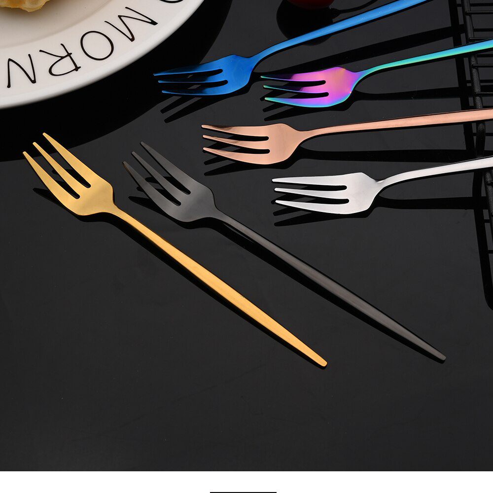 30Pcs/Set Stainless Steel Dinner Black Gold Dinnerware Set Knife Fruit Fork Spoon Cutlery Set Kitchen Tableware Silverware Sets