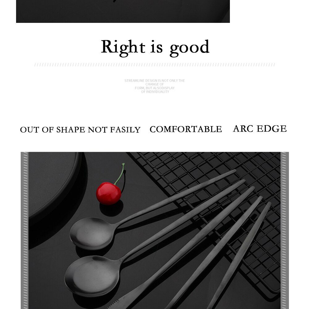 Dinnerware Set Matte Black Knife Fork Dessert Spoon Tableware Cutlery Set Stainless Steel Silverware Flatware Kitchen Dinner Set