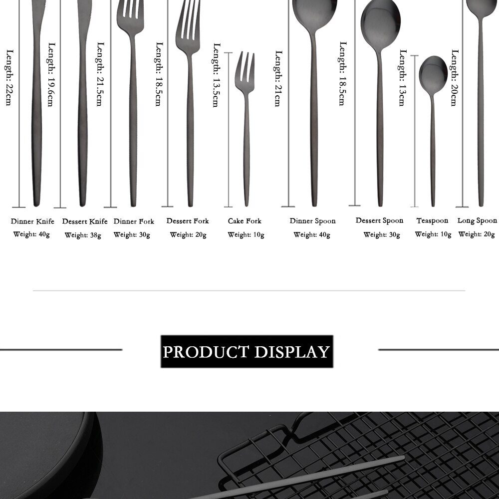 Dinnerware Set Matte Black Knife Fork Dessert Spoon Tableware Cutlery Set Stainless Steel Silverware Flatware Kitchen Dinner Set