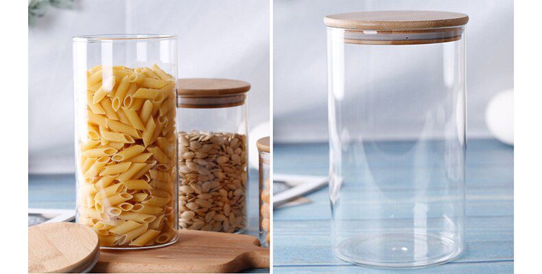 Mason Candy Jar For Spices Glass bamboo Cover Container Glass Jars With Lids Cookie Jar Kitchen Jars And Lids Wholesale