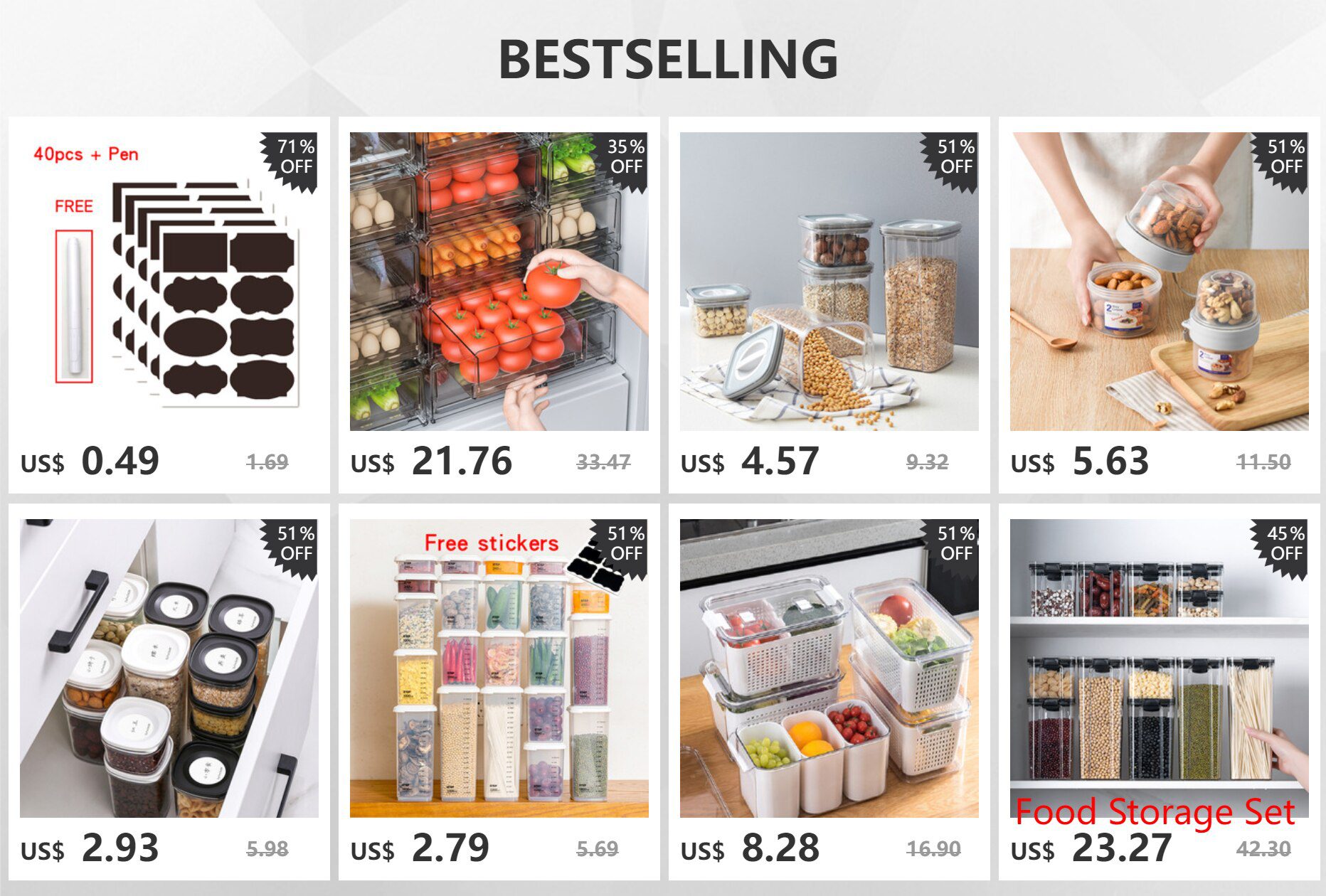 Food Storage Containers Kitchen Storage Organization Kitchen Storage Box Jars Ducts Storage for Kitchen PET Food Storage Box Lid