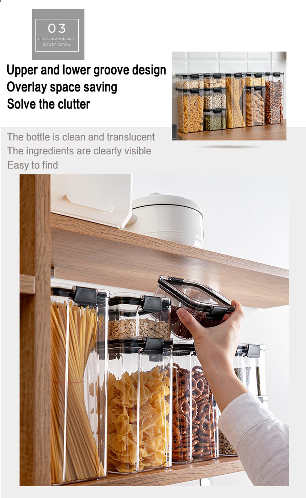 Food Storage Containers Kitchen Storage Organization Kitchen Storage Box Jars Ducts Storage for Kitchen PET Food Storage Box Lid