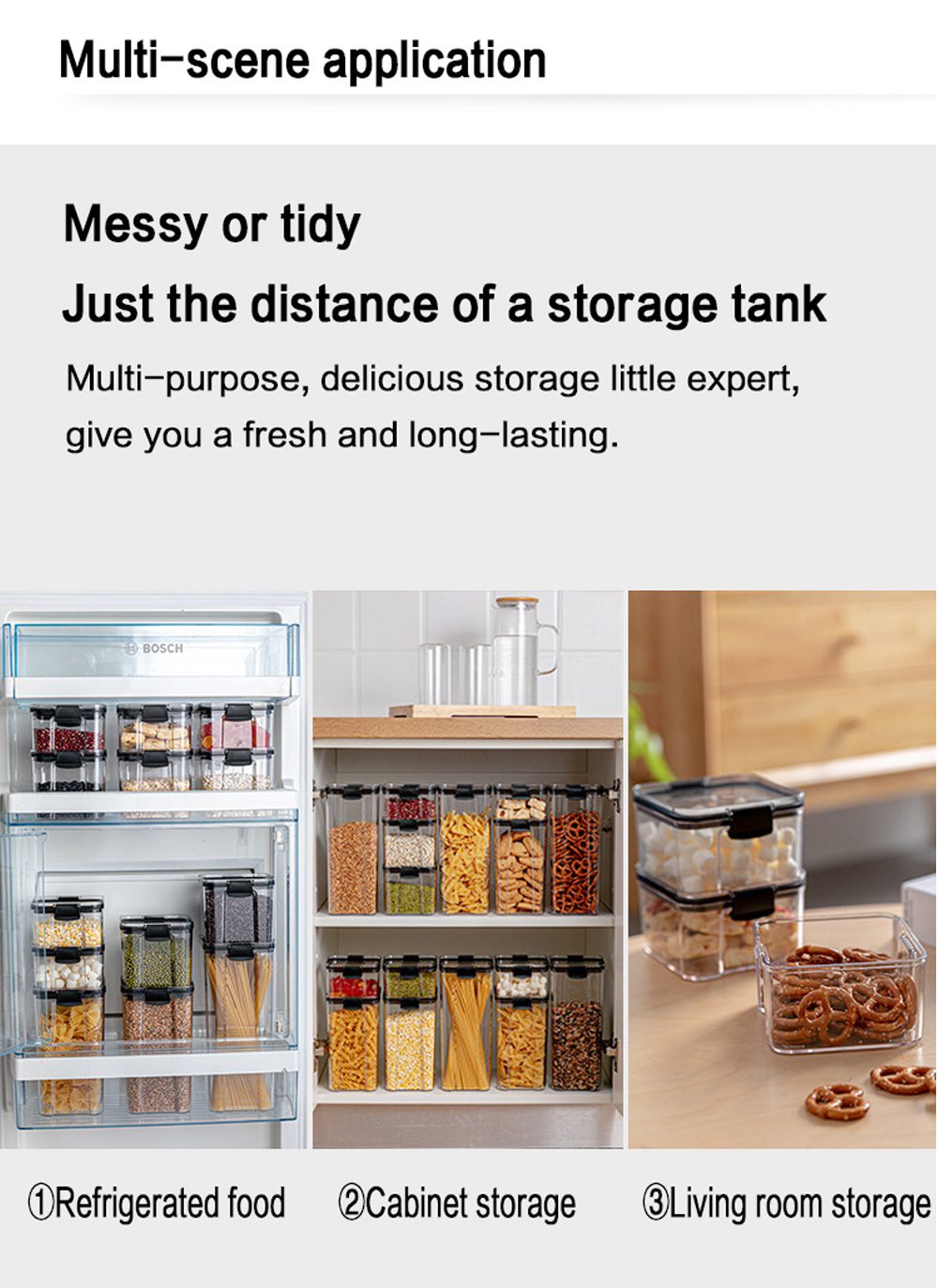 Food Storage Containers Kitchen Storage Organization Kitchen Storage Box Jars Ducts Storage for Kitchen PET Food Storage Box Lid