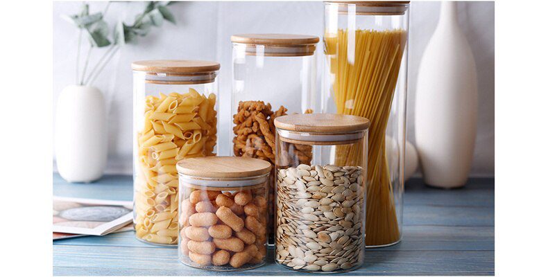 Glass Jar With Lid Cookie Kitchen Storage Jars And Lids Mason Candy Spices Glass Container Wholesale Condiments Organizer