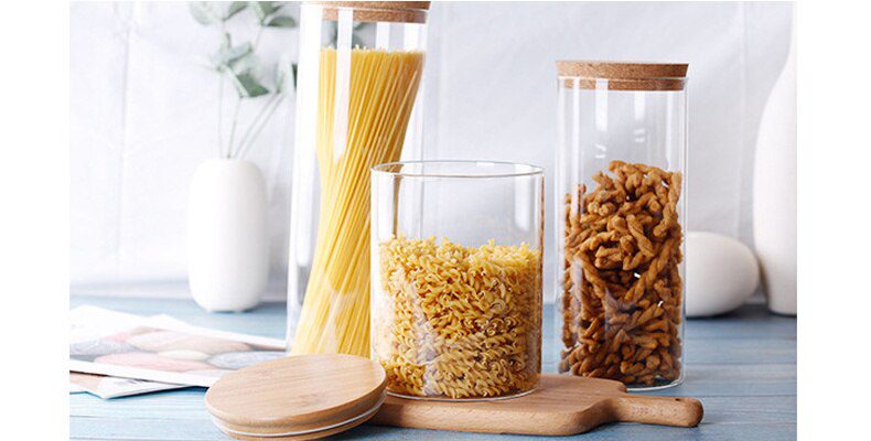 Glass Jar With Lid Cookie Kitchen Storage Jars And Lids Mason Candy Spices Glass Container Wholesale Condiments Organizer