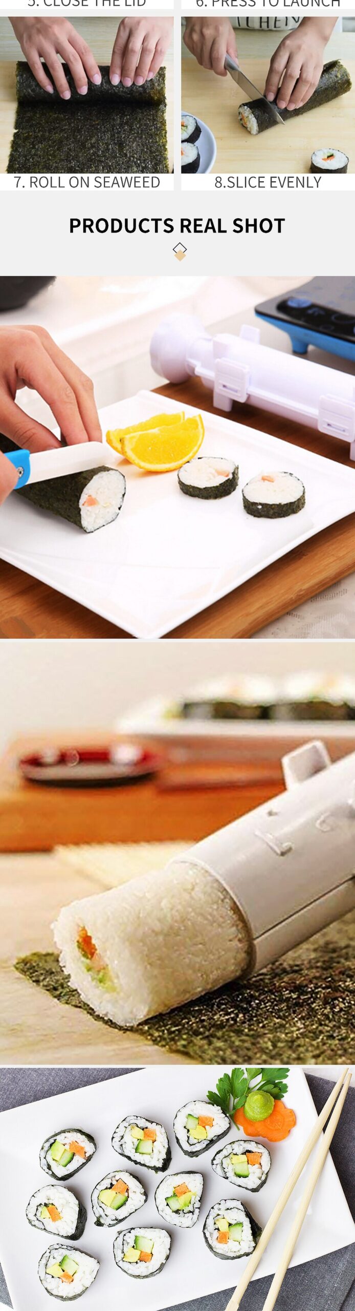 Quick Sushi Maker Roller Rice Mold Vegetable Meat Rolling Gadgets DIY Sushi Device Making Machine Kitchen Ware