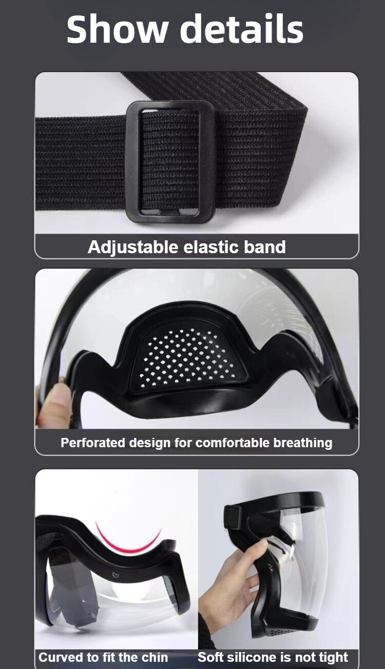 Transparent Full Face Shield Splash-proof  WindProof Anti-fog Mask Safety Glasses Protection Eye Face Mask with Filters