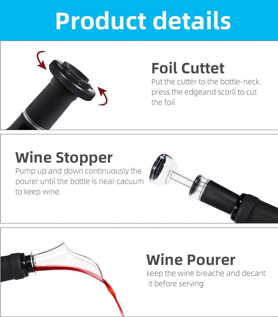 Electric Wine Opener Automatic Corkscrew Wine Openers for Beer Rechargeable Bottle Opener Foil Cutter Kitchen Bar Can Opener