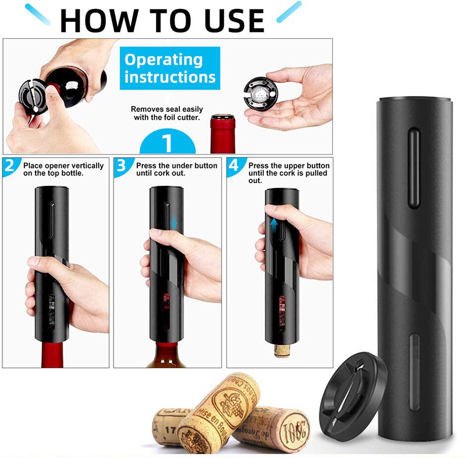 Electric Wine Opener Automatic Corkscrew Wine Openers for Beer Rechargeable Bottle Opener Foil Cutter Kitchen Bar Can Opener