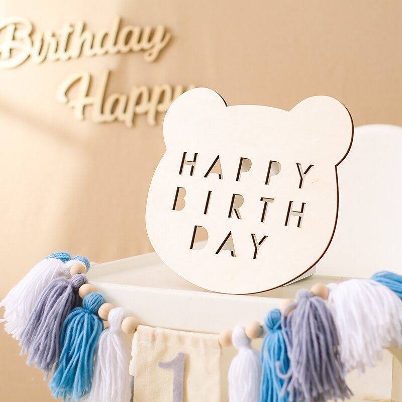 Let's Make Happy Birthday Banner Handmade Tassel Pendant First Boys Girl Baby Shower Birthday Party Balloon Decoration Supplies