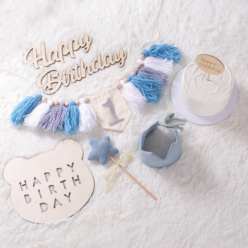Let's Make Happy Birthday Banner Handmade Tassel Pendant First Boys Girl Baby Shower Birthday Party Balloon Decoration Supplies