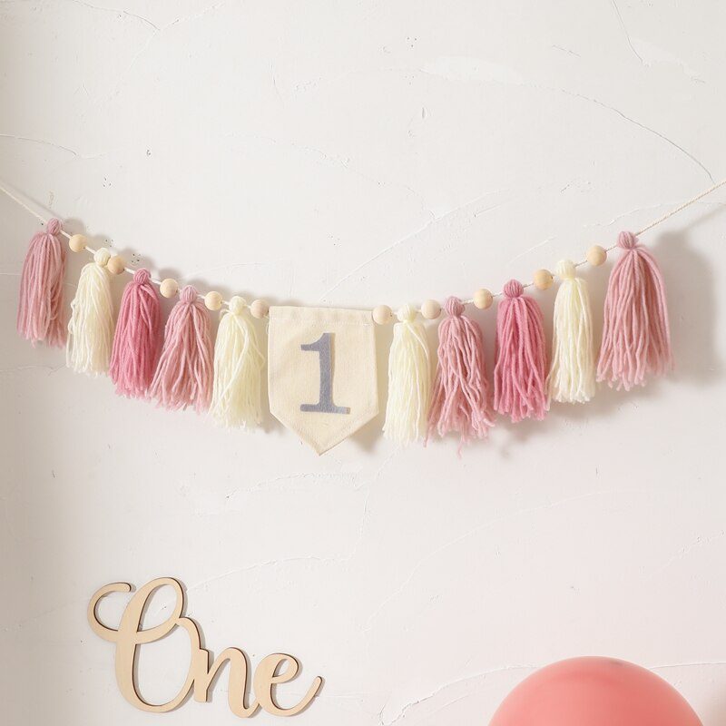 Let's Make Happy Birthday Banner Handmade Tassel Pendant First Boys Girl Baby Shower Birthday Party Balloon Decoration Supplies
