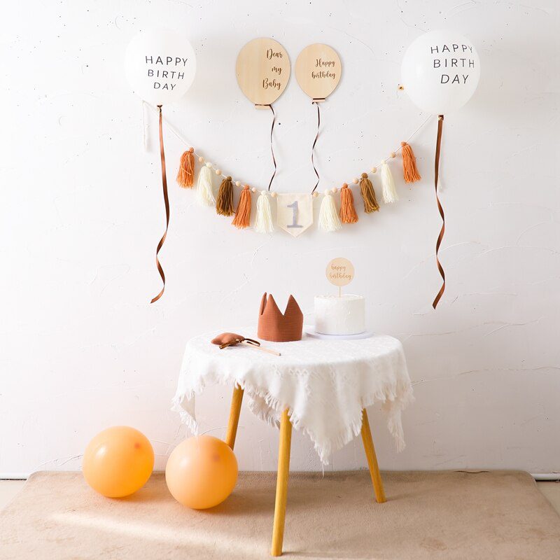 Let's Make Happy Birthday Banner Handmade Tassel Pendant First Boys Girl Baby Shower Birthday Party Balloon Decoration Supplies