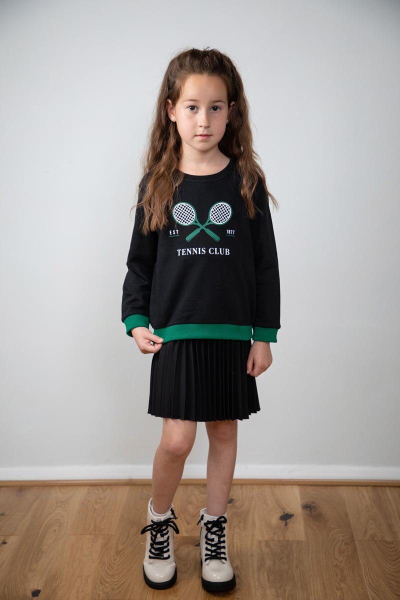 Children 2022 fall winter cotton girl dress boy girl sweatshirt tennis printed dress top & romper family matching clothes