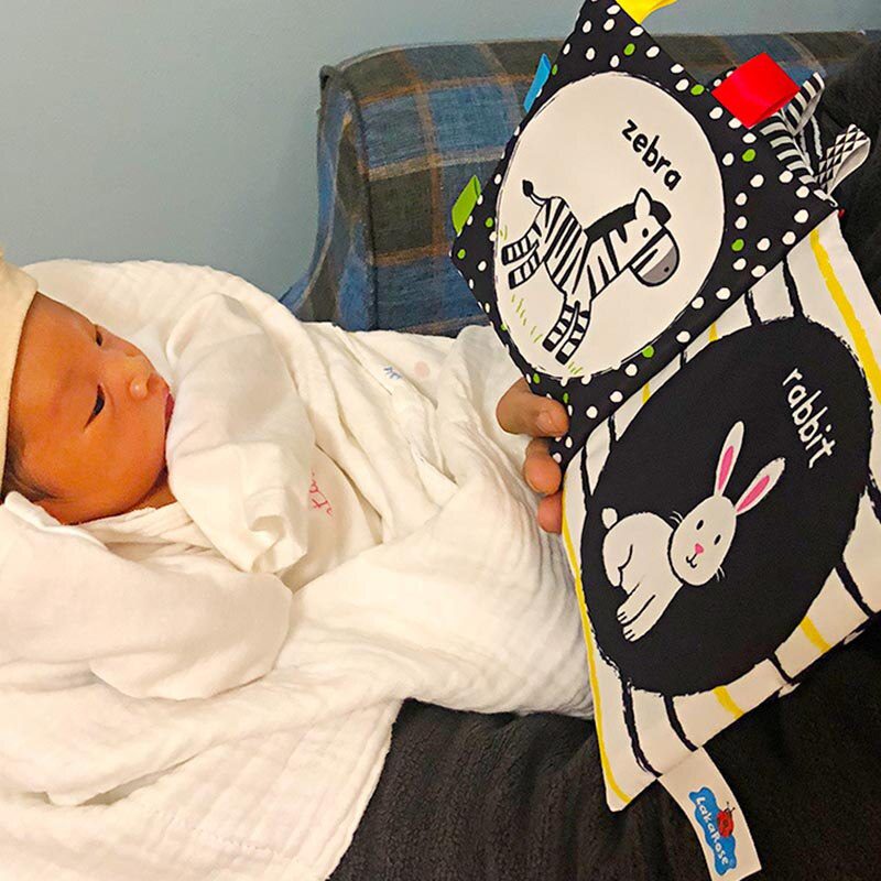 Baby Cloth Book Toy Black White Cloth Activity Book Sensory Books for Babies Kids Early Development montessori Toys 0 12 Months