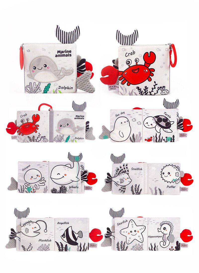 Baby Cloth Book Toy Black White Cloth Activity Book Sensory Books for Babies Kids Early Development montessori Toys 0 12 Months