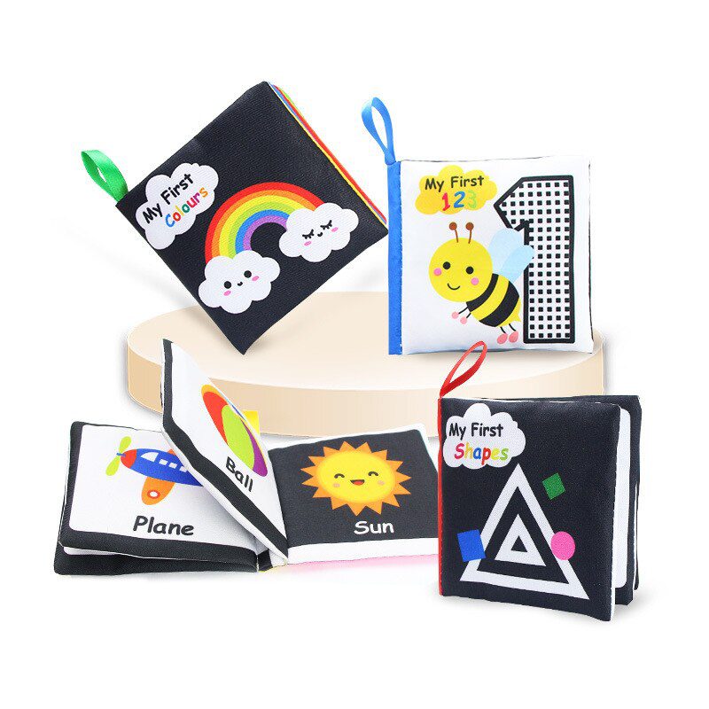 Baby Cloth Book Toy Black White Cloth Activity Book Sensory Books for Babies Kids Early Development montessori Toys 0 12 Months