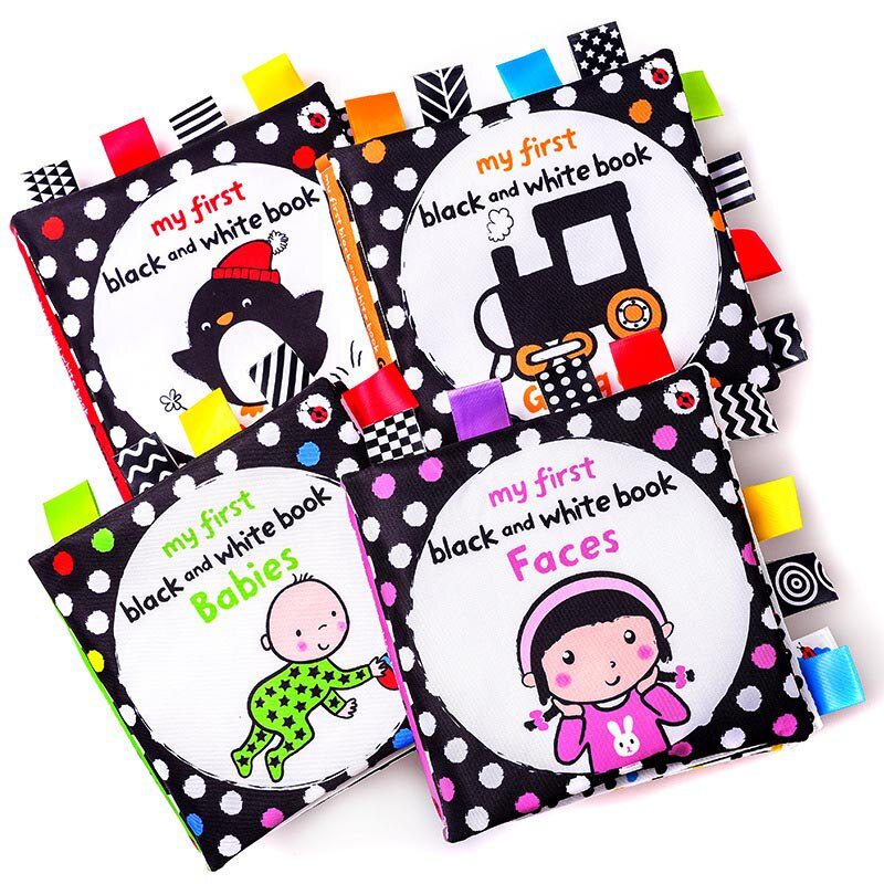 Baby Cloth Book Toy Black White Cloth Activity Book Sensory Books for Babies Kids Early Development montessori Toys 0 12 Months
