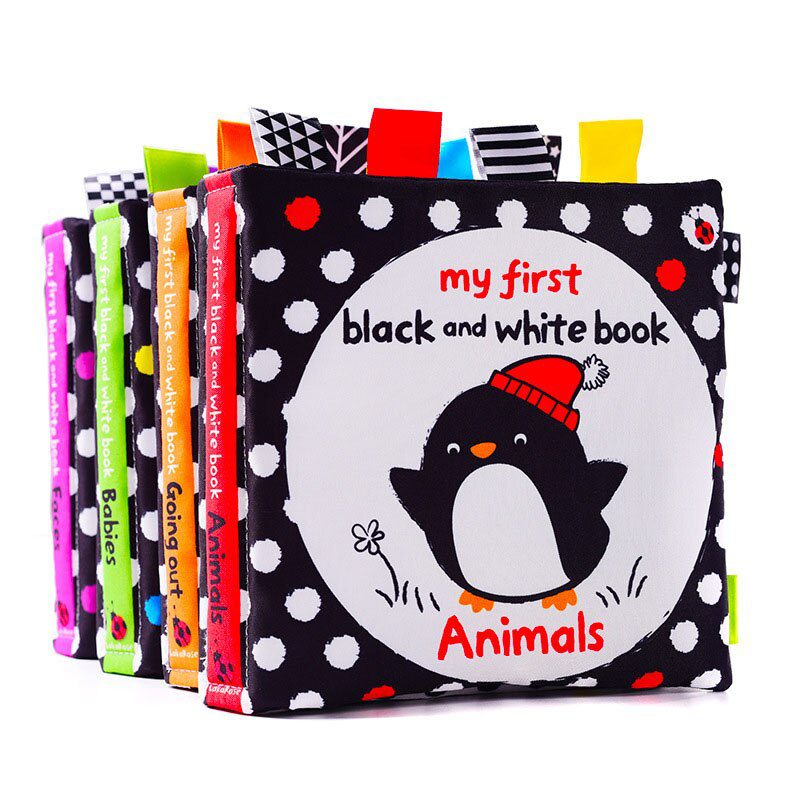 Baby Cloth Book Toy Black White Cloth Activity Book Sensory Books for Babies Kids Early Development montessori Toys 0 12 Months