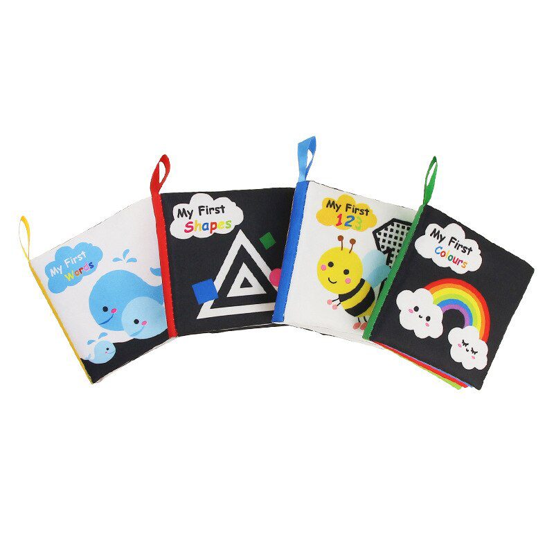 Baby Cloth Book Toy Black White Cloth Activity Book Sensory Books for Babies Kids Early Development montessori Toys 0 12 Months