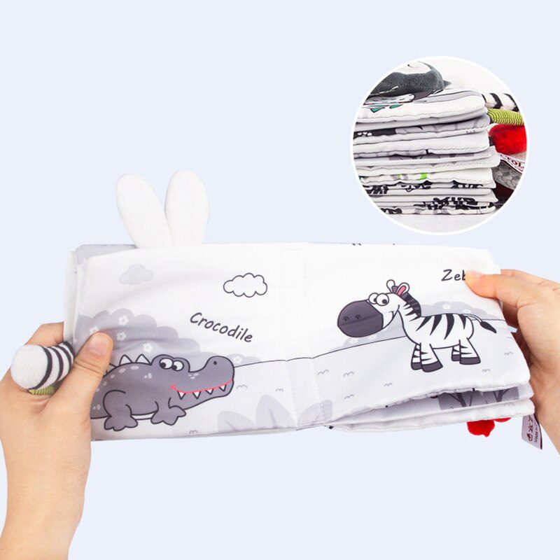 Baby Cloth Book Toy Black White Cloth Activity Book Sensory Books for Babies Kids Early Development montessori Toys 0 12 Months
