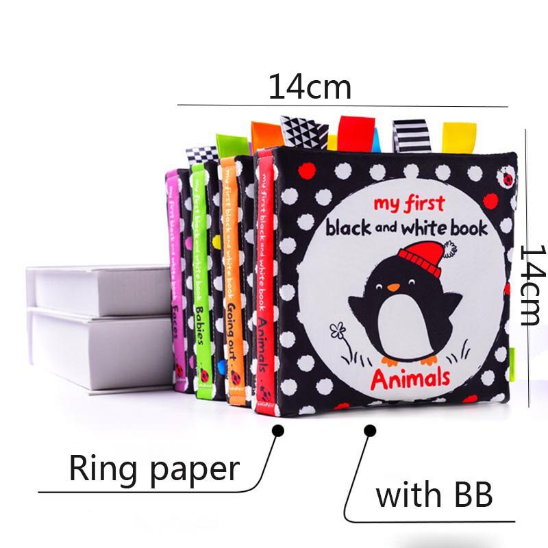 Baby Cloth Book Toy Black White Cloth Activity Book Sensory Books for Babies Kids Early Development montessori Toys 0 12 Months