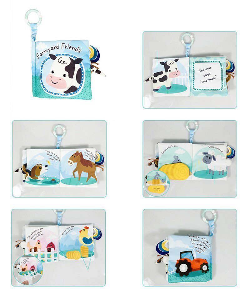 Baby Cloth Book Toy Black White Cloth Activity Book Sensory Books for Babies Kids Early Development montessori Toys 0 12 Months