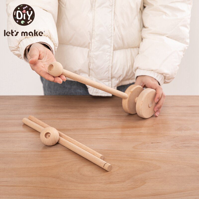 Let's Make  Baby Wooden Bed Bell Bracket Mobile Hanging Rattles Toy Hanger Baby Crib Mobile Bed Bell Wood Toy Holder Arm Bracket