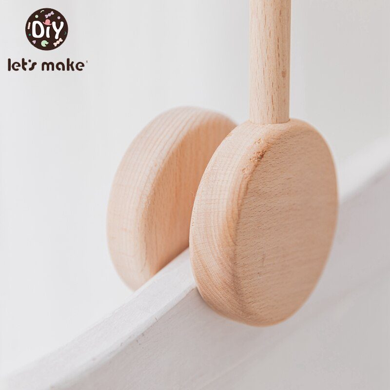 Let's Make  Baby Wooden Bed Bell Bracket Mobile Hanging Rattles Toy Hanger Baby Crib Mobile Bed Bell Wood Toy Holder Arm Bracket