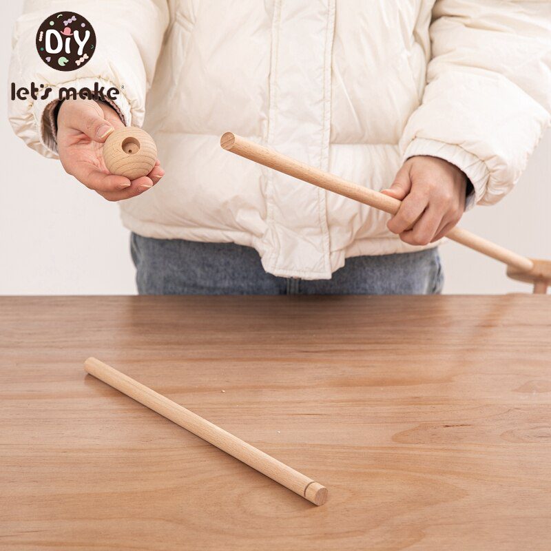 Let's Make  Baby Wooden Bed Bell Bracket Mobile Hanging Rattles Toy Hanger Baby Crib Mobile Bed Bell Wood Toy Holder Arm Bracket