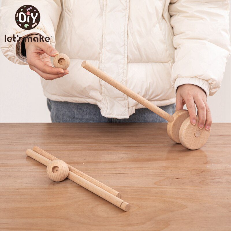 Let's Make  Baby Wooden Bed Bell Bracket Mobile Hanging Rattles Toy Hanger Baby Crib Mobile Bed Bell Wood Toy Holder Arm Bracket