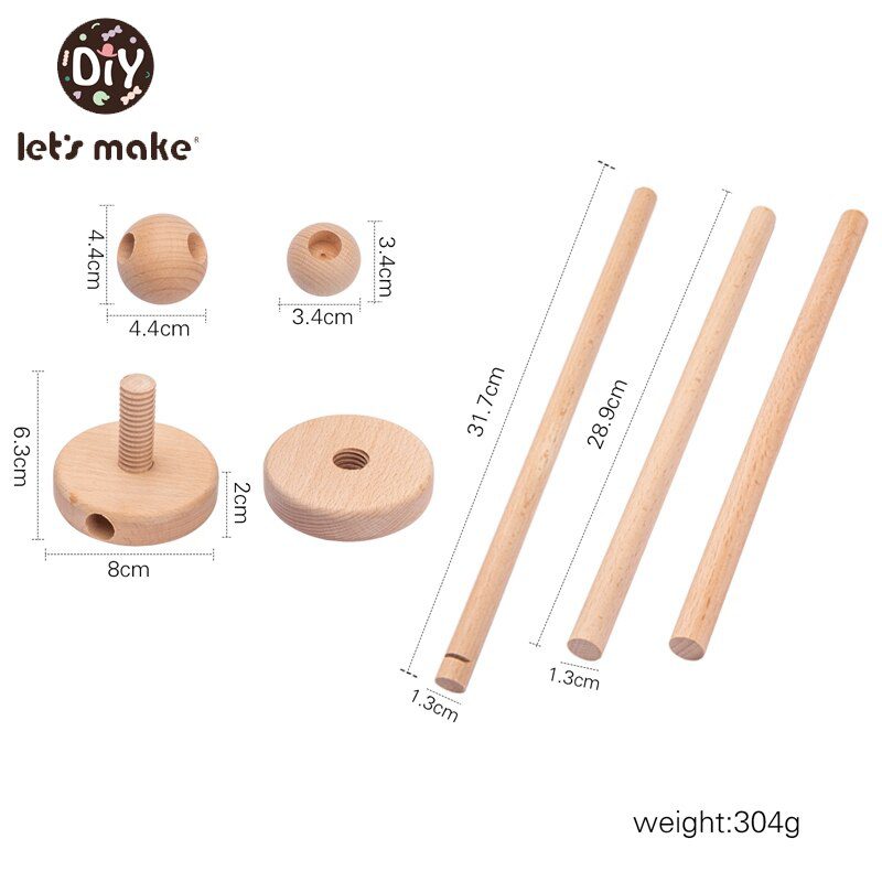 Let's Make  Baby Wooden Bed Bell Bracket Mobile Hanging Rattles Toy Hanger Baby Crib Mobile Bed Bell Wood Toy Holder Arm Bracket