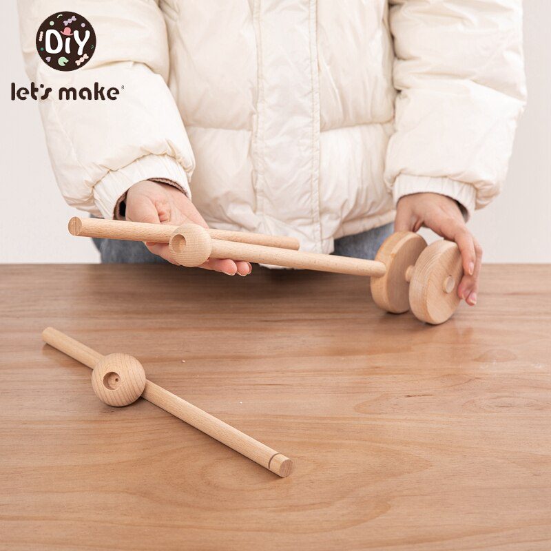 Let's Make  Baby Wooden Bed Bell Bracket Mobile Hanging Rattles Toy Hanger Baby Crib Mobile Bed Bell Wood Toy Holder Arm Bracket