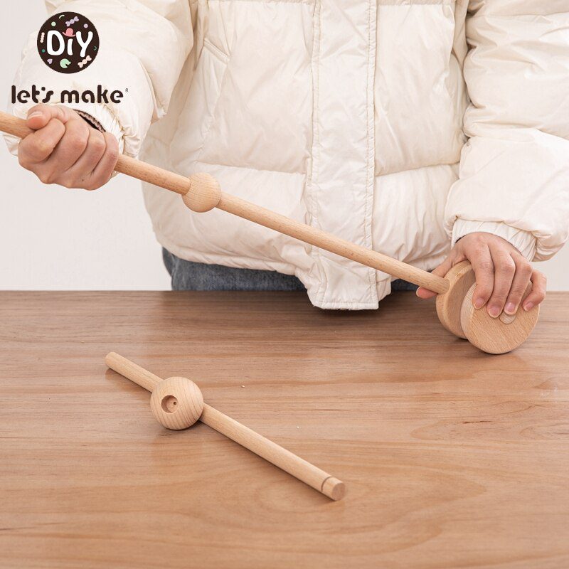 Let's Make  Baby Wooden Bed Bell Bracket Mobile Hanging Rattles Toy Hanger Baby Crib Mobile Bed Bell Wood Toy Holder Arm Bracket