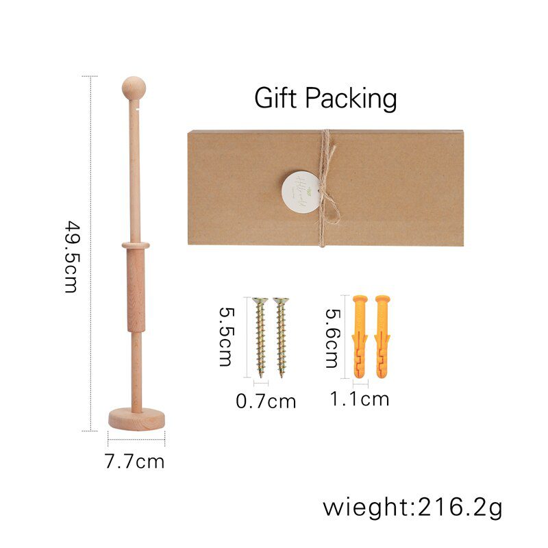 Let's Make  Baby Wooden Bed Bell Bracket Mobile Hanging Rattles Toy Hanger Baby Crib Mobile Bed Bell Wood Toy Holder Arm Bracket