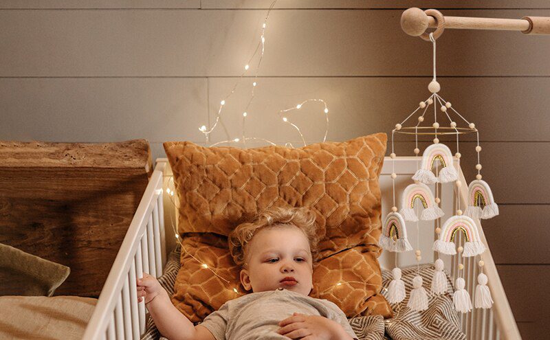 Let's Make  Baby Wooden Bed Bell Bracket Mobile Hanging Rattles Toy Hanger Baby Crib Mobile Bed Bell Wood Toy Holder Arm Bracket