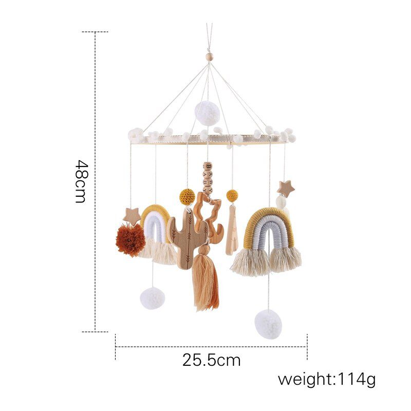 Let's Make  Baby Wooden Bed Bell Bracket Mobile Hanging Rattles Toy Hanger Baby Crib Mobile Bed Bell Wood Toy Holder Arm Bracket