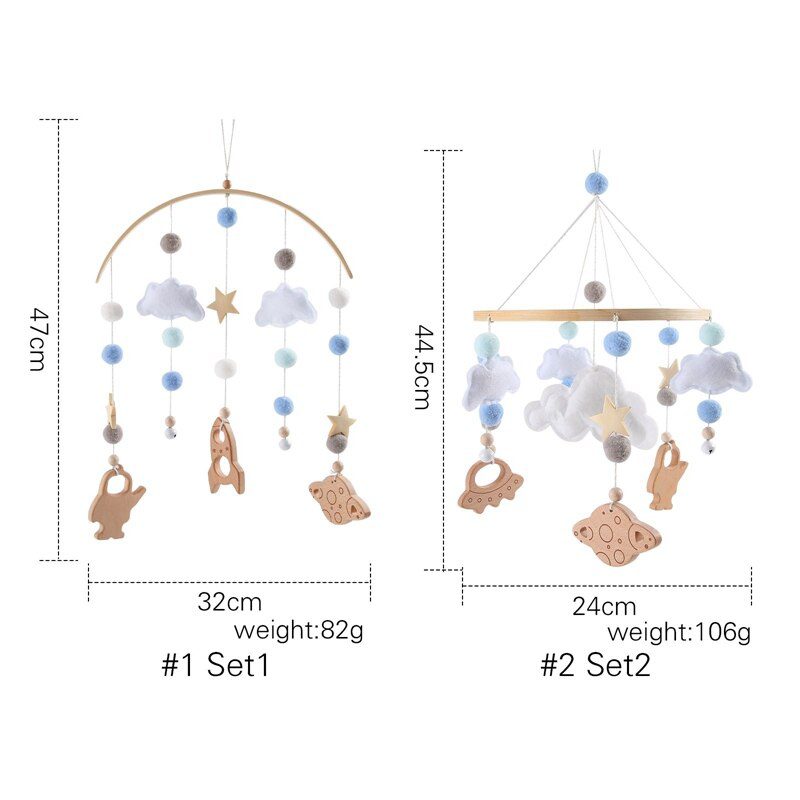 Let's Make  Baby Wooden Bed Bell Bracket Mobile Hanging Rattles Toy Hanger Baby Crib Mobile Bed Bell Wood Toy Holder Arm Bracket