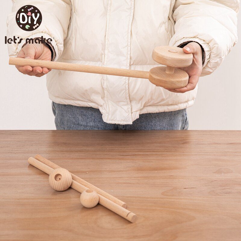 Let's Make  Baby Wooden Bed Bell Bracket Mobile Hanging Rattles Toy Hanger Baby Crib Mobile Bed Bell Wood Toy Holder Arm Bracket