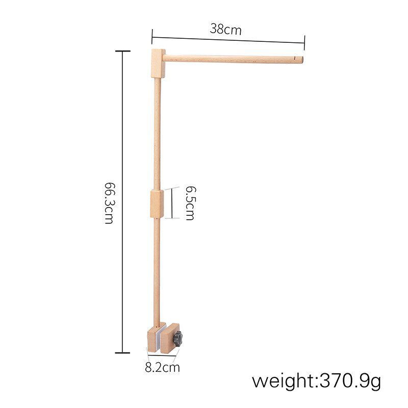 Let's Make  Baby Wooden Bed Bell Bracket Mobile Hanging Rattles Toy Hanger Baby Crib Mobile Bed Bell Wood Toy Holder Arm Bracket