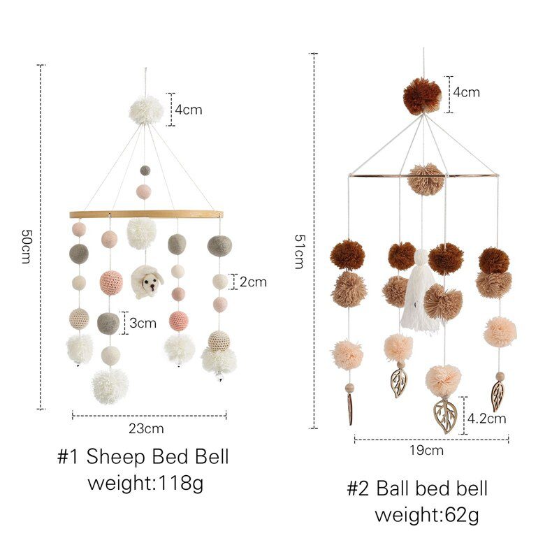 Let's Make  Baby Wooden Bed Bell Bracket Mobile Hanging Rattles Toy Hanger Baby Crib Mobile Bed Bell Wood Toy Holder Arm Bracket