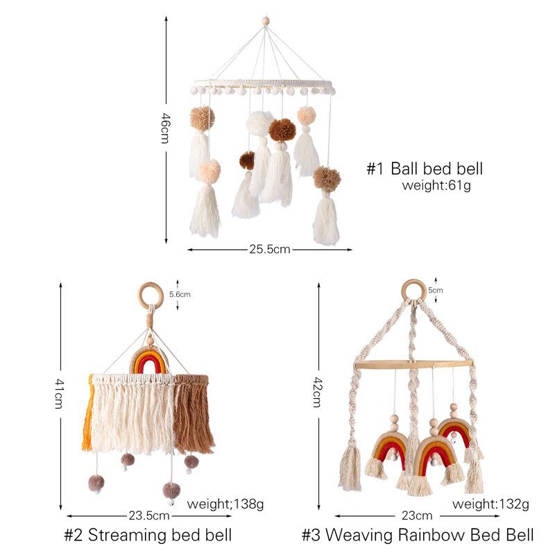 Let's Make  Baby Wooden Bed Bell Bracket Mobile Hanging Rattles Toy Hanger Baby Crib Mobile Bed Bell Wood Toy Holder Arm Bracket