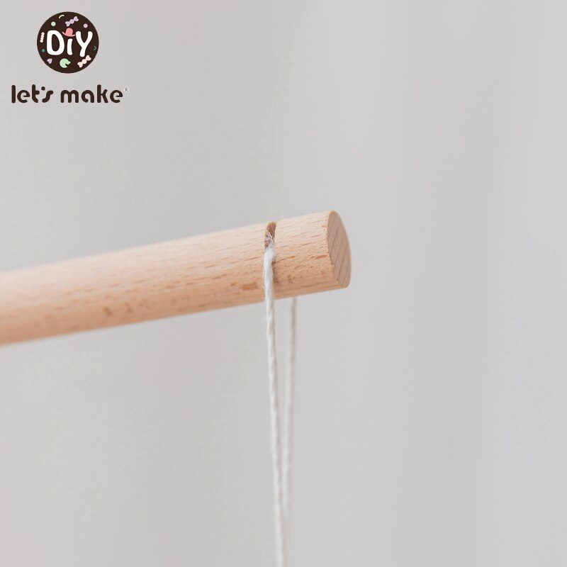 Let's Make  Baby Wooden Bed Bell Bracket Mobile Hanging Rattles Toy Hanger Baby Crib Mobile Bed Bell Wood Toy Holder Arm Bracket